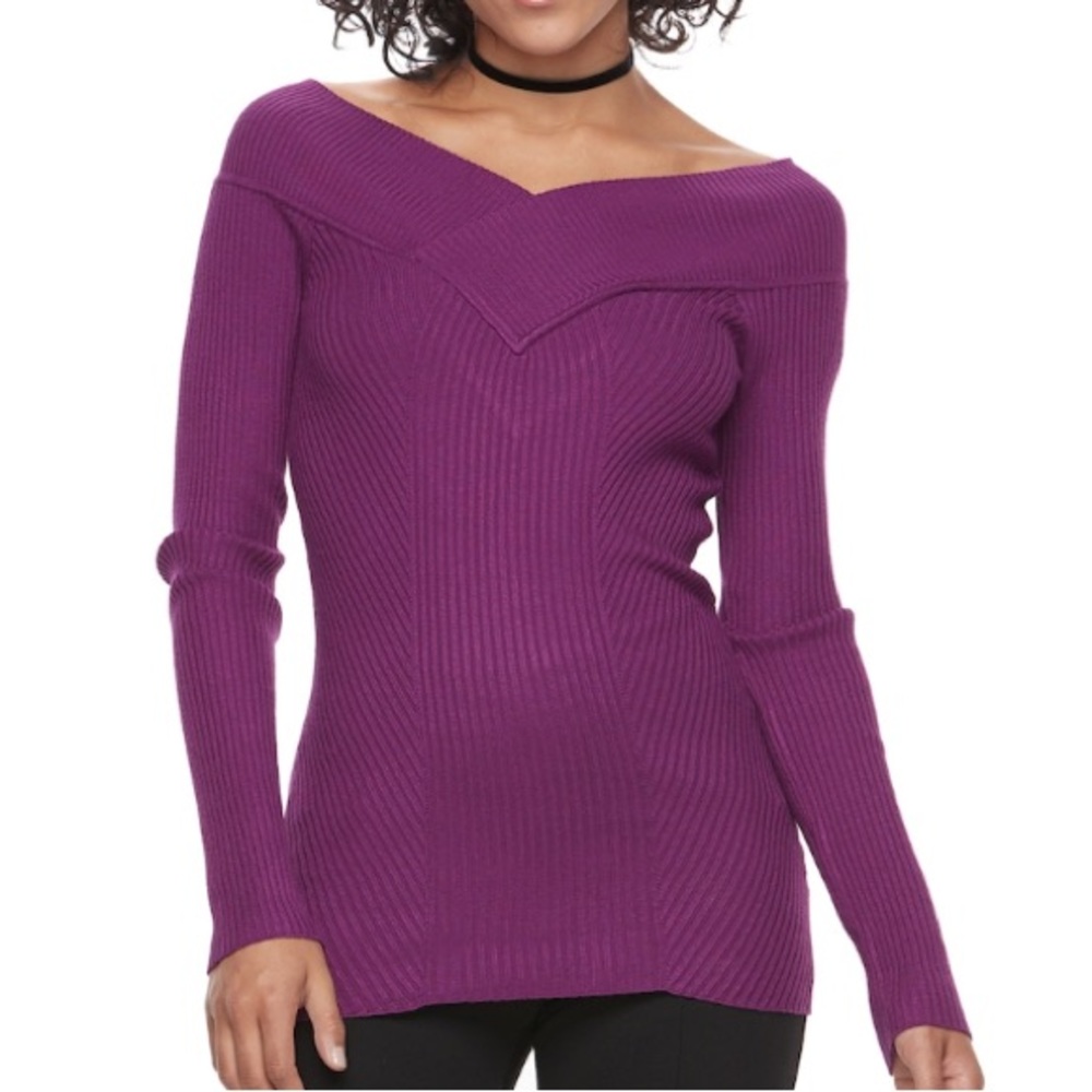 Portrait Collar Sweater- Purple